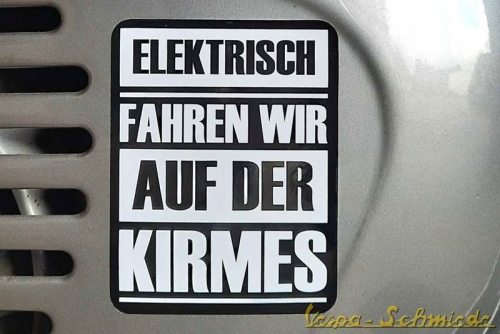 Aufkleber "Elektrisch fahren wir auf der Kirmes" - Weiß